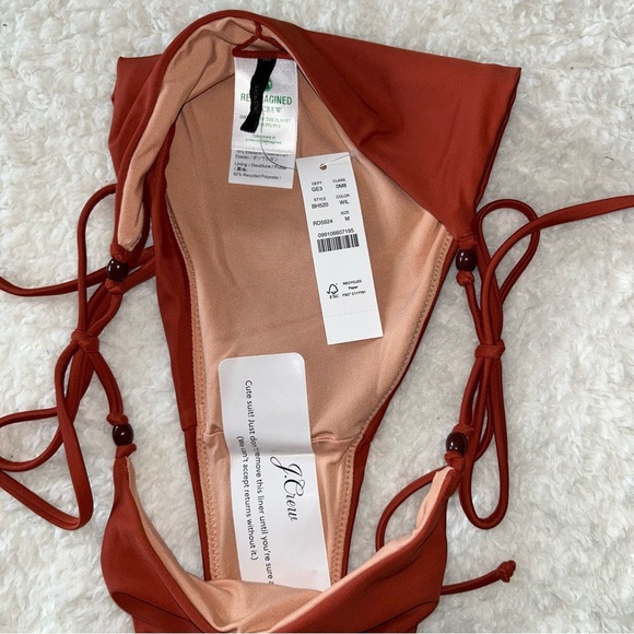 J. Crew Cheeky String Bikini Bottom Rust Orange With Beads Size Medium NWT - Picture 5 of 6